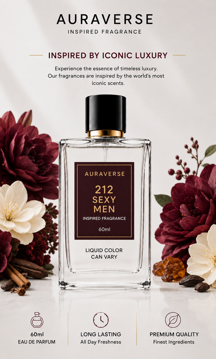 Auraverse Inspired Fragrance – 212 Sexy Man (60ml)